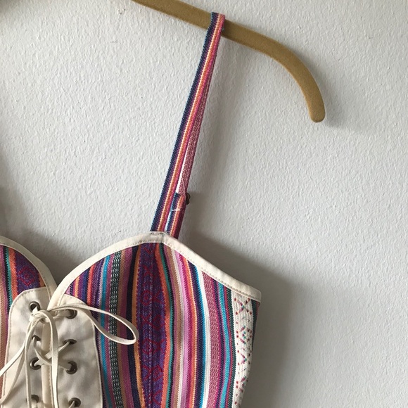 NWOT Mustard Seed Striped Corset Closure Romper - Picture 4 of 7